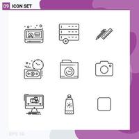 Set of 9 Modern UI Icons Symbols Signs for image money desk investment supplies Editable Vector Design Elements