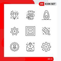 Creative Set of 9 Universal Outline Icons isolated on White Background vector