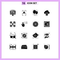 Set of 16 Modern UI Icons Symbols Signs for drone robot camera balloons cam money Editable Vector Design Elements