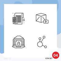 Modern Set of 4 Filledline Flat Colors Pictograph of accounting bank calculator media internet Editable Vector Design Elements