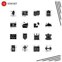 Set of 16 Modern UI Icons Symbols Signs for romantic movie science tools formula specker Editable Vector Design Elements