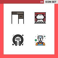Stock Vector Icon Pack of 4 Line Signs and Symbols for desk communication office stage headphone Editable Vector Design Elements