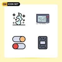 Set of 4 Modern UI Icons Symbols Signs for magic ellipsis witch mixer loading Editable Vector Design Elements