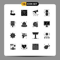 Set of 16 Modern UI Icons Symbols Signs for effective concentration design study research Editable Vector Design Elements