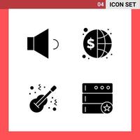 4 Icon Pack Solid Style Glyph Symbols on White Background Simple Signs for general designing vector