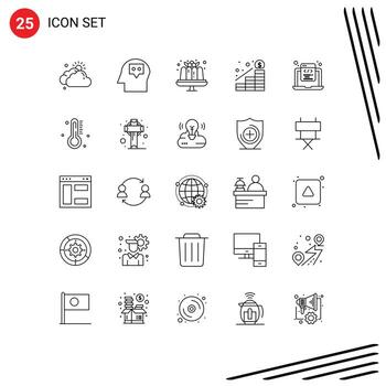 Pictogram Set of 25 Simple Lines of html coding coding dessert money increase Editable Vector Design Elements