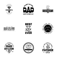 Happy fathers day 9 Black vintage retro type font Illustrator eps10 Editable Vector Design Elements