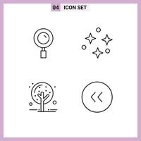 Set of 4 Modern UI Icons Symbols Signs for find nature search space tree Editable Vector Design Elements