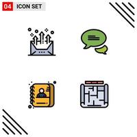 paquete de iconos de vector de stock de 4 signos y símbolos de línea para elementos de diseño de vector editables de id de mensajería de correo electrónico de empleado de dirección