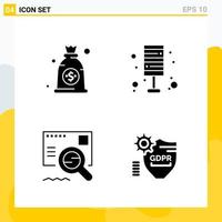 Collection of 4 Universal Solid Icons Icon Set for Web and Mobile vector