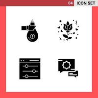 4 Icon Pack Solid Style Glyph Symbols on White Background Simple Signs for general designing vector