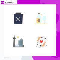 Pack of 4 Modern Flat Icons Signs and Symbols for Web Print Media such as basic canada remove glass famous city Editable Vector Design Elements