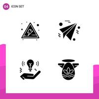 Glyph Icon set Pack of 4 Solid Icons isolated on White Background for responsive Website Design Print and Mobile Applications vector