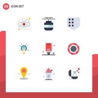 Set of 9 Modern UI Icons Symbols Signs for announcement touch here protect done click Editable Vector Design Elements