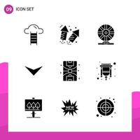 Glyph Icon set Pack of 9 Solid Icons isolated on White Background for responsive Website Design Print and Mobile Applications vector