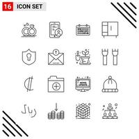 conjunto perfecto de píxeles de 16 iconos de línea conjunto de iconos de esquema para el diseño de sitios web y la interfaz de aplicaciones móviles vector