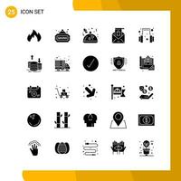 25 Icon Set Solid Style Icon Pack Glyph Symbols isolated on White Backgound for Responsive Website Designing vector