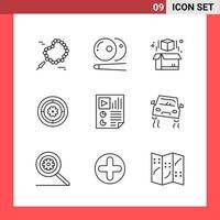 9 Icon Pack Line Style Outline Symbols on White Background Simple Signs for general designing vector