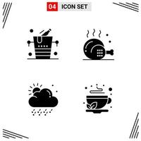 4 Icons Solid Style Grid Based Creative Glyph Symbols for Website Design Simple Solid Icon Signs Isolated on White Background 4 Icon Set vector