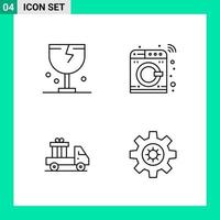 Pack of 4 Line Style Icon Set Outline Symbols for print Creative Signs Isolated on White Background 4 Icon Set vector