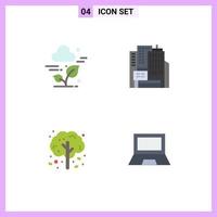 Editable Vector Line Pack of 4 Simple Flat Icons of plant thanksgiving technology construction computers Editable Vector Design Elements