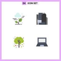 paquete de línea vectorial editable de 4 iconos planos simples de computadoras de construcción de tecnología de acción de gracias de plantas elementos de diseño vectorial editables vector