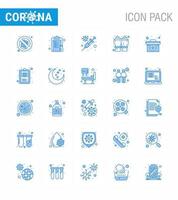 conjunto de iconos de prevención de coronavirus 25 guantes de vacuna de mano azul seguro vacuna coronavirus viral 2019nov elementos de diseño de vector de enfermedad