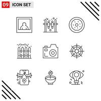 Pixle Perfect Set of 9 Line Icons Outline Icon Set for Webite Designing and Mobile Applications Interface vector