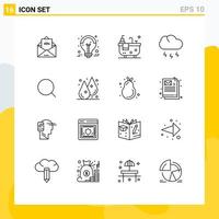 User Interface Pack of 16 Basic Outlines of search storm grand sale nature hub Editable Vector Design Elements