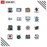 conjunto de 16 iconos de interfaz de usuario modernos símbolos signos para estudio de carne de pierna de pavo pierna de pollo elementos de diseño de vector creativo editable personal
