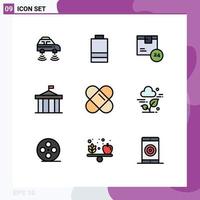 Universal Icon Symbols Group of 9 Modern Filledline Flat Colors of greece columns hr citadel time Editable Vector Design Elements