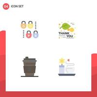4 Universal Flat Icons Set for Web and Mobile Applications gdpr drink thanks day thanksgiving coffee Editable Vector Design Elements