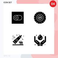 Modern Set of 4 Solid Glyphs Pictograph of control clean car dentifrice green technology Editable Vector Design Elements