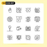 16 Creative Icons for Modern website design and responsive mobile apps 16 Outline Symbols Signs on White Background 16 Icon Pack vector