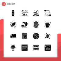 conjunto de 16 iconos modernos de la interfaz de usuario signos de símbolos para el destino de la ruta comercial de otoño de acción de gracias elementos de diseño vectorial editables vector