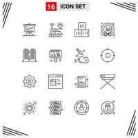 Set of 16 Modern UI Icons Symbols Signs for wreath christmas location transportation good Editable Vector Design Elements