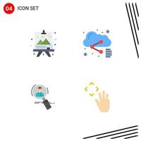 paquete de 4 iconos planos creativos de la pintura de los empleados de la junta para compartir la caza de elementos de diseño vectorial editables vector