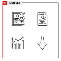 4 General Icons for website design print and mobile apps 4 Outline Symbols Signs Isolated on White Background 4 Icon Pack vector