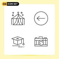 4 Creative Icons for Modern website design and responsive mobile apps 4 Outline Symbols Signs on White Background 4 Icon Pack vector