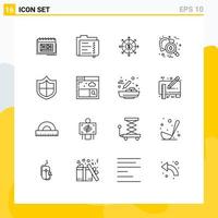 Pack of 16 creative Outlines of hepatitis cash data list budget Editable Vector Design Elements