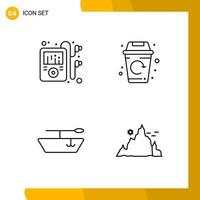 4 Icon Set Line Style Icon Pack Outline Symbols isolated on White Backgound for Responsive Website Designing vector