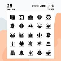 25 conjunto de iconos de comida y bebida 100 archivos editables eps 10 ideas de concepto de logotipo de empresa diseño de icono de glifo sólido vector