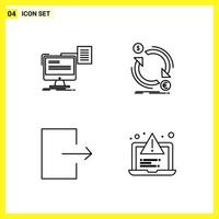 4 Icon Set Simple Line Symbols Outline Sign on White Background for Website Design Mobile Applications and Print Media vector