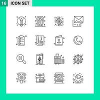 16 Creative Icons Modern Signs and Symbols of shopping check list money mail document Editable Vector Design Elements