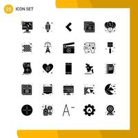 Solid Glyph Pack of 25 Universal Symbols of offer balloon ramadan study education Editable Vector Design Elements