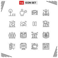16 iconos estilo de línea basados en cuadrícula símbolos de esquema creativos para el diseño de sitios web signos de icono de línea simple aislados en fondo blanco conjunto de 16 iconos vector