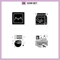 Modern Set of 4 Solid Glyphs and symbols such as analytics pie carton learning hands Editable Vector Design Elements