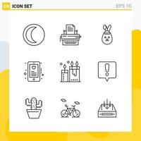 Collection of 9 Universal Line Icons Icon Set for Web and Mobile vector