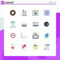 Group of 16 Flat Colors Signs and Symbols for gift view web small layout Editable Pack of Creative Vector Design Elements