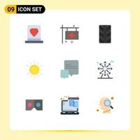 Set of 9 Modern UI Icons Symbols Signs for chat astronomy health planet sun Editable Vector Design Elements